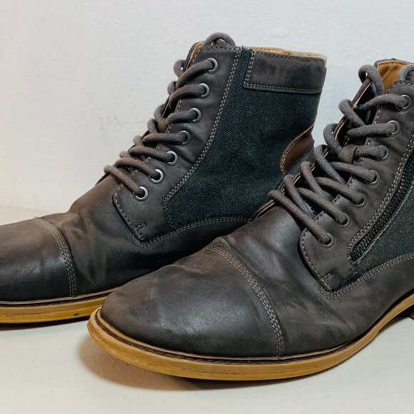 MENS 10.5M Sonoma GoodsForLife Ankle Boots Side-Zip/Lace-Up,Leather/Textile,Gray - Picture 6 of 8